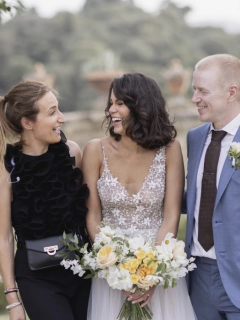 Amy and Martyn with Sara Barni wedding planner at Villa Medicea di Lilliano