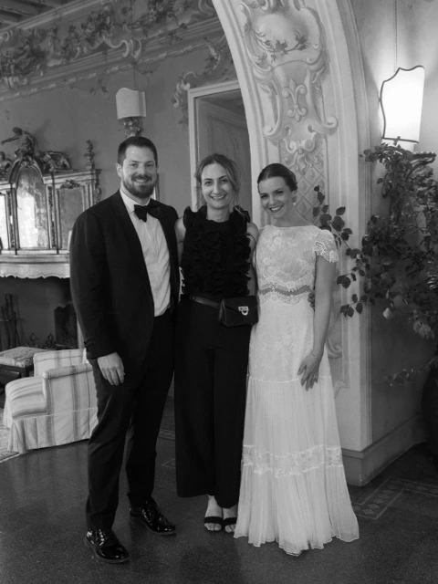 Virginia and Sean with Sara Barni wedding planner at Borgo Stomennano