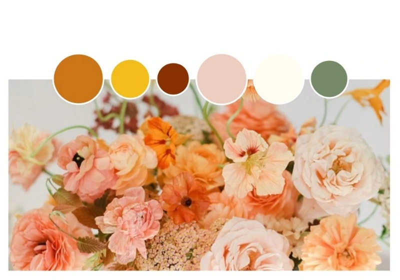 Example of orange color palette taken directy from th flowers that will be used for the wedding
