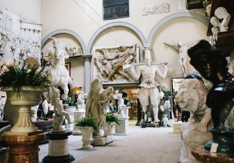 Inside view of Romanelli sculpture gallery in the heart of Florence, Italy