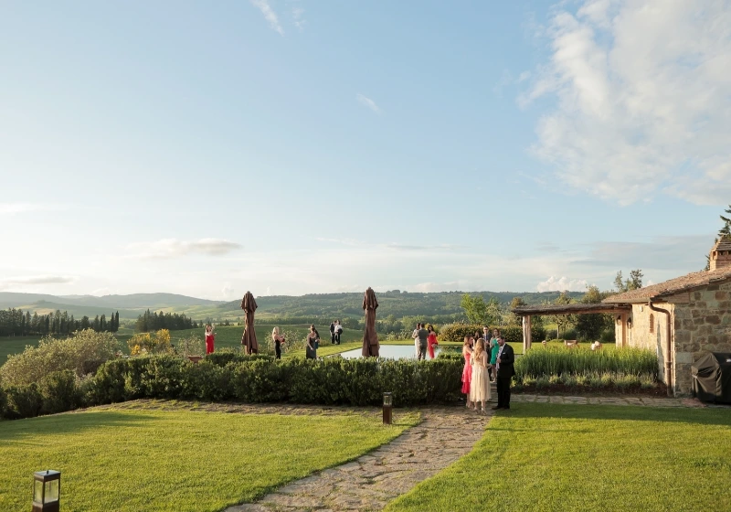 Photo of a typical tuscan landcape in a sunny day
