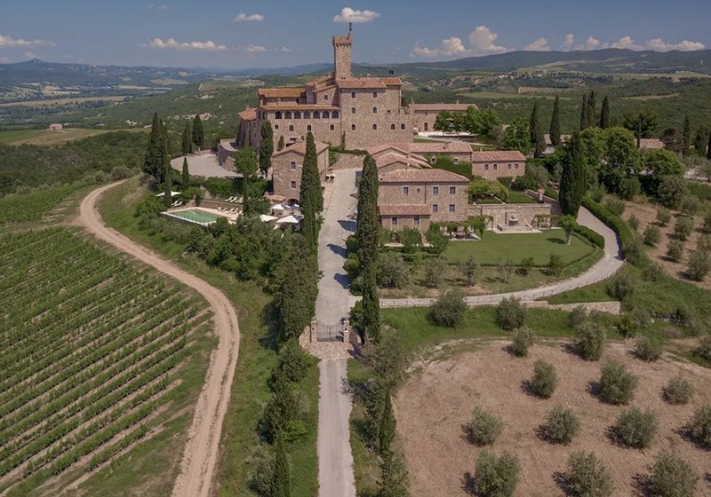 Overview of Castello Banfi in Tuscany 