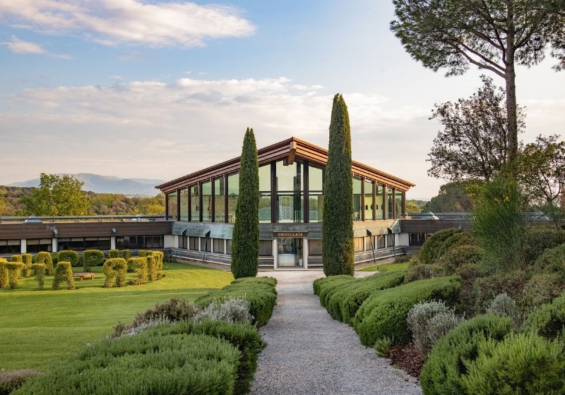 Entrance of the winery Ornellaia in Bolgheri, Tuscany 