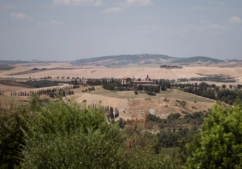 Aerial picture of Borgo di Castel Vecchio in Val d'Orcia, Tuscany 