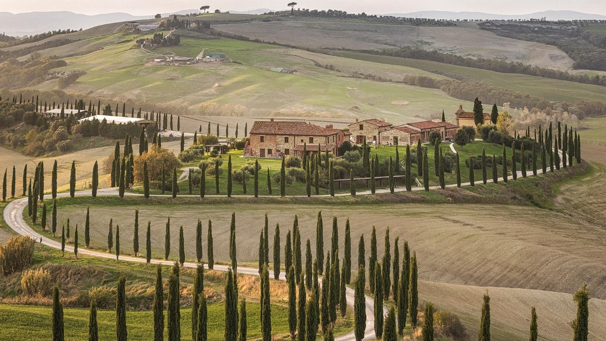 Overview of a landscape in Val d'orcia, Tuscany