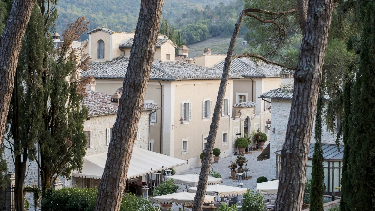 Panoramic view of the main road of Castiglion del Bosco estate, Tuscany