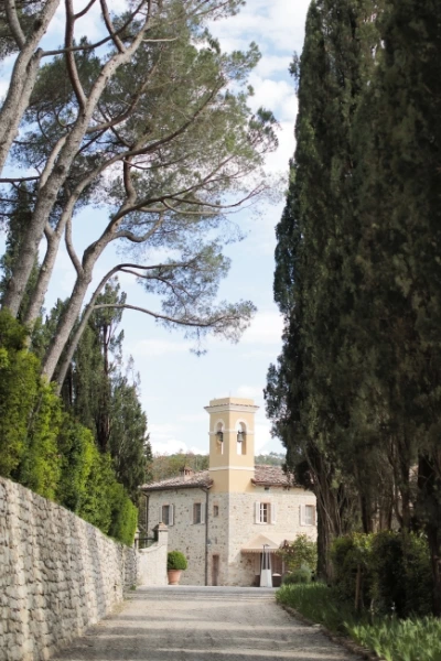 Clock tower of Castiglion del Bosco, wedding venue in Tuscany