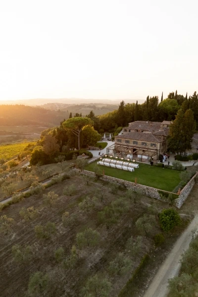 Aereal photo of le filigare farmhouse