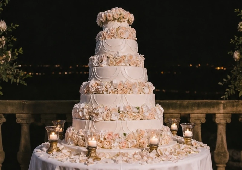 Photo of an american style wedding cake 