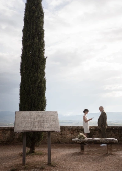 Bride and groom having an elopement in Tuscany
