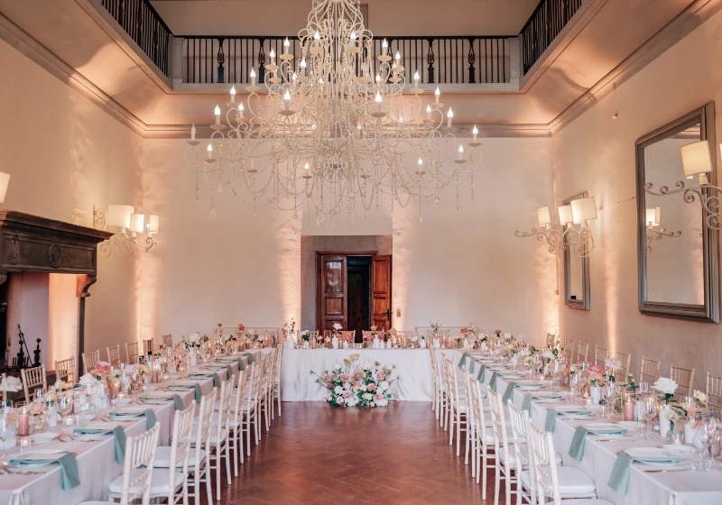 Dinner in one of the internal spaces of Villa di Ulignano 