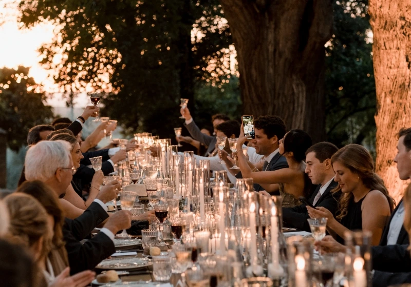 Wedding table with guests sharing time together