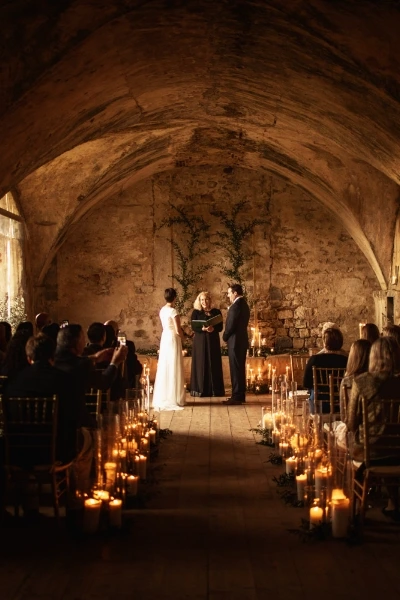 Ceremony of a winter wedding in Tuscany