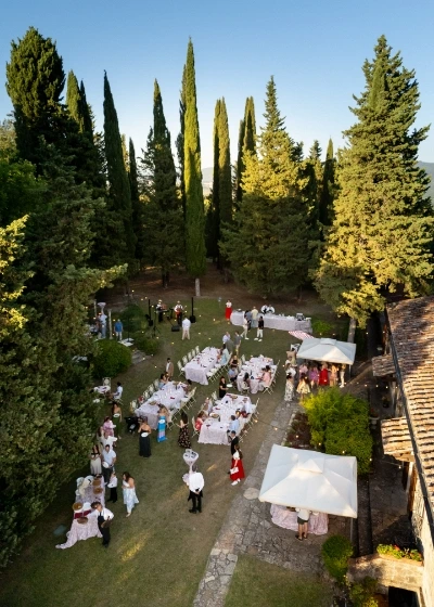 Wedding aperitif in the woods of le Filigare