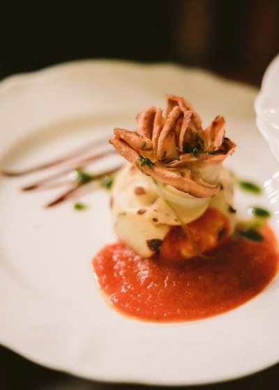 Elegant gourmet appetizer for wedding dinner 