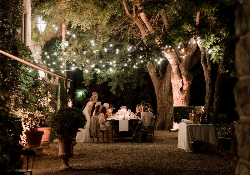 Traditional Italian shared dining table for a convivial meal.