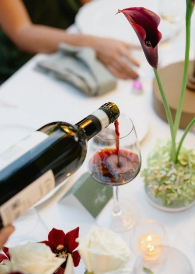A bottle of a tuscan red wine for a wedding dinner