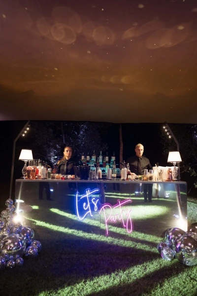 Set up of an open bar of a wedding party